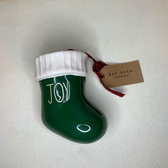 Rae Dunn Artisan Collection Ceramic Green Joy Christmas Stocking - Picture 5 of 8